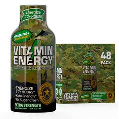 Vitamin Energy Immune+ Army Orange shot front view for fast portable energy