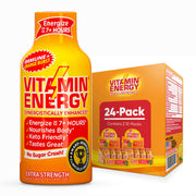 Vitamin Energy Immune+ Orange Burst Shot Bottle delivering sustained energy.