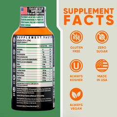 Vitamin Energy Immune+ Mango shot being poured into a glass for quick energy.