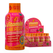 Vitamin Energy Immune+ Strawberry Twist bottle highlighting convenient energy on the go.
