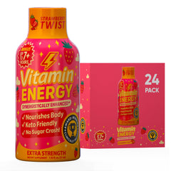 Vitamin Energy Immune+ Strawberry Twist bottle front view highlighting flavor and zero sugar