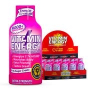 Vitamin Energy Mood+ Tropical Berry bottle pouring for a quick energy boost