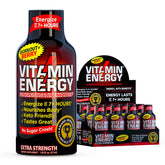 Vitamin Energy Workout+ Berry bottle on a gym bench, ready for a focused workout