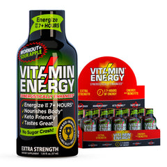 Vitamin Energy Workout+ Sour Apple bottle on display for quick workout energy