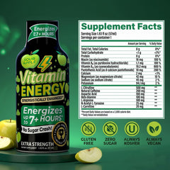 Close-up of Vitamin Energy Workout+ Sour Apple shot with bold flavor