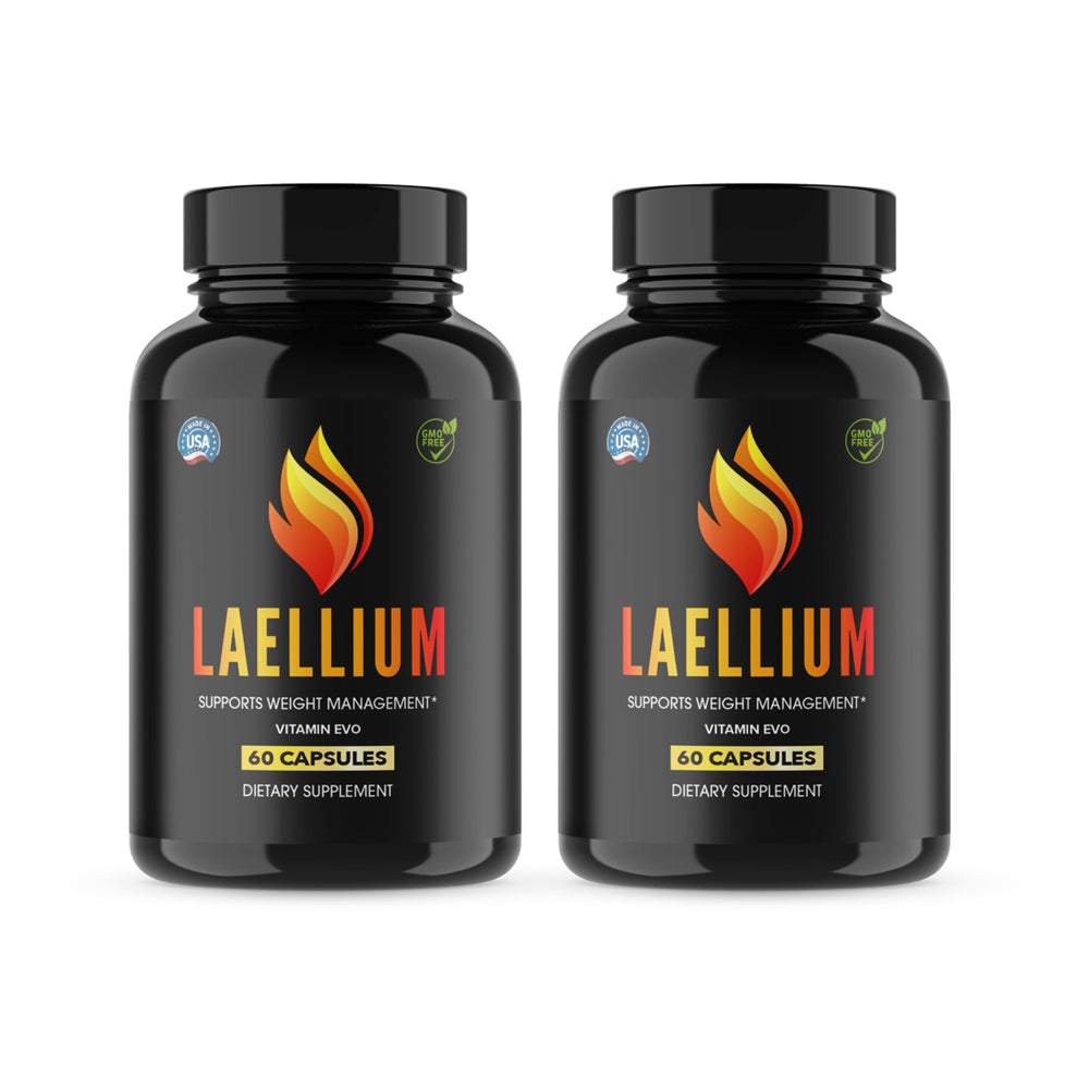 Vitamin Evo Laellium Pills bottle front showing all-natural wellness packaging
