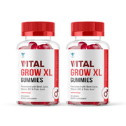 Vitamin Evo Vital Grow XL gummies bottle pouring, supports daily energy.