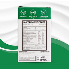 Vitamin-Strips mint-chocolate flavor strip dissolving on tongue for refreshing energy.
