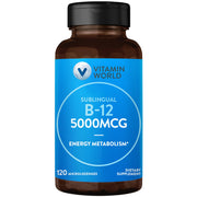 Vitamin World B-12 Sublingual Lozenges bottle highlights high potency for daily energy support.
