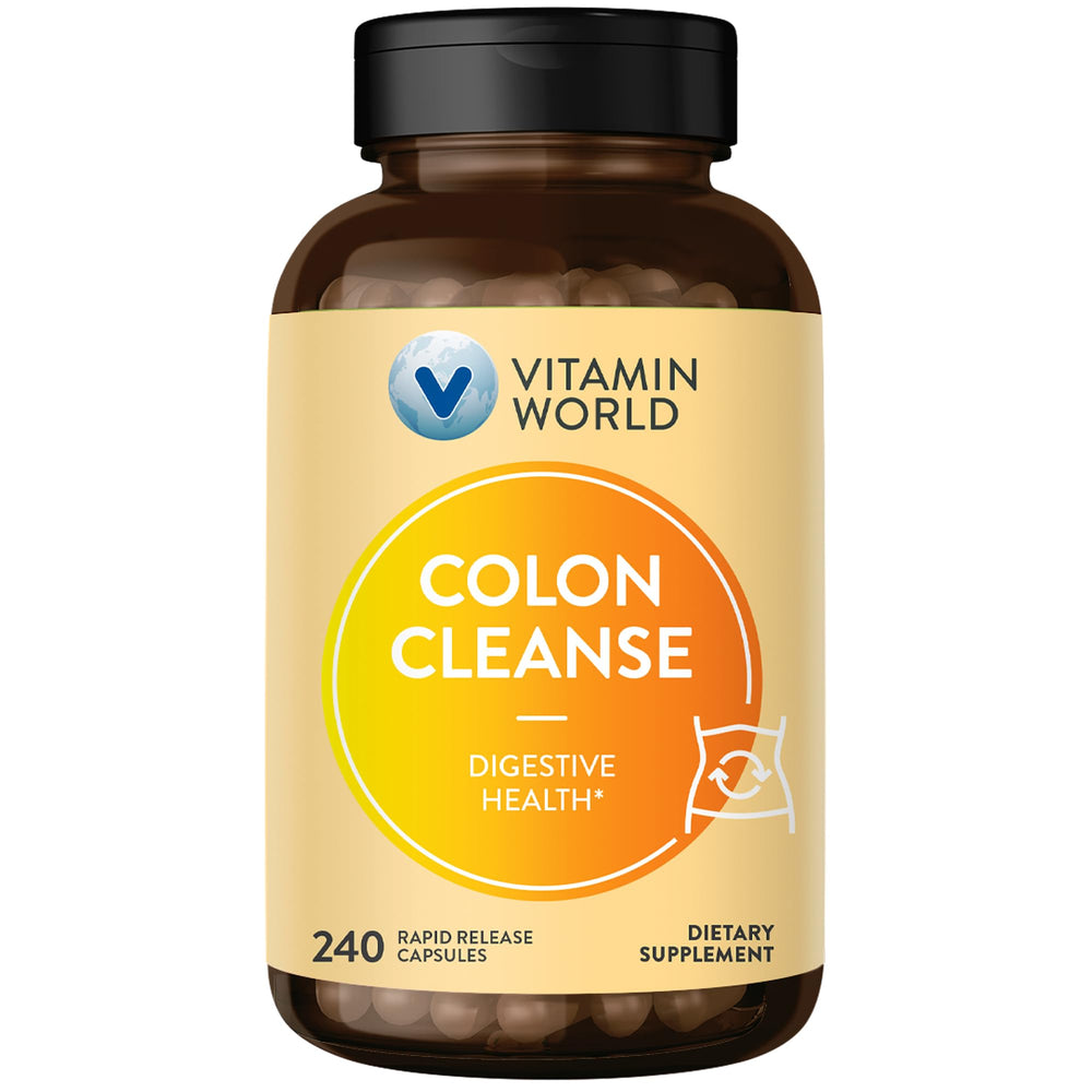 Vitamin World Colon Cleanse bottle front for easy daily digestive support.