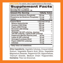 Vitamin World Digest-13 caplets close-up showing enzyme blend for digestion support.