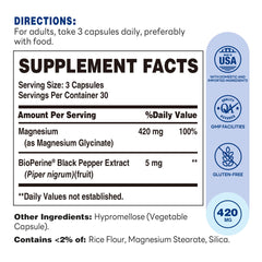 Vitamin World magnesium capsules close-up showing chelated capsules for gentle daily support.