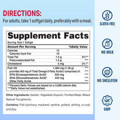 Vitamin World Triple Strength Omega-3 softgels arranged for daily use