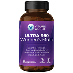 Vitamin World Ultra 360 Women's Multivitamin bottle front for daily wellness.