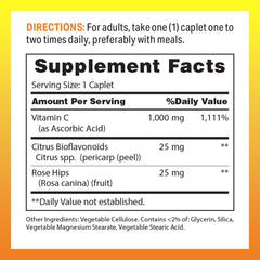 Vitamin World Vitamin C 1000 mg Timed Release caplets for easy swallowing and vegetarian formula.