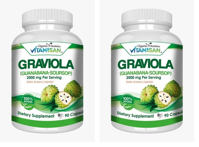 VITAMISAN Graviola leaf powder bottle close-up for daily supplementation.