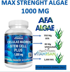 VITAMISAN label close-up highlighting blue-green algae ingredients.