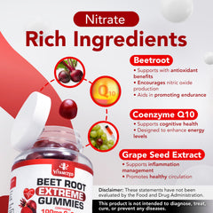 VITAMIZED Extreme Beetroot Gummies jar features pomegranate flavor.