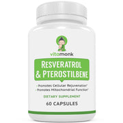 VitaMonk Resveratrol with Pterostilbene bottle promotes daily wellness