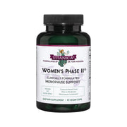 Vitanica Women's Phase II bottle front with vegan menopause support capsules for comfort.