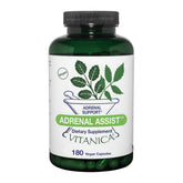 Vitanica Adrenal Assist bottle shows vegan adrenal support formula.