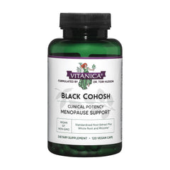 Vitanica Black Cohosh bottle label for menopause support.