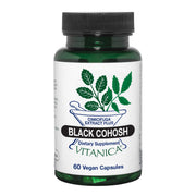 Vitanica Black Cohosh bottle for potential menopause-related comfort.