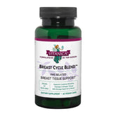 Vitanica Breast Cycle Blend bottle shows vegan capsules for daily cycle support.