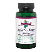 Vitanica Breast Cycle Blend bottle shows vegan capsules for daily cycle support.