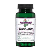 Vitanica Candidastat bottle front, vegan formula for daily wellness support.