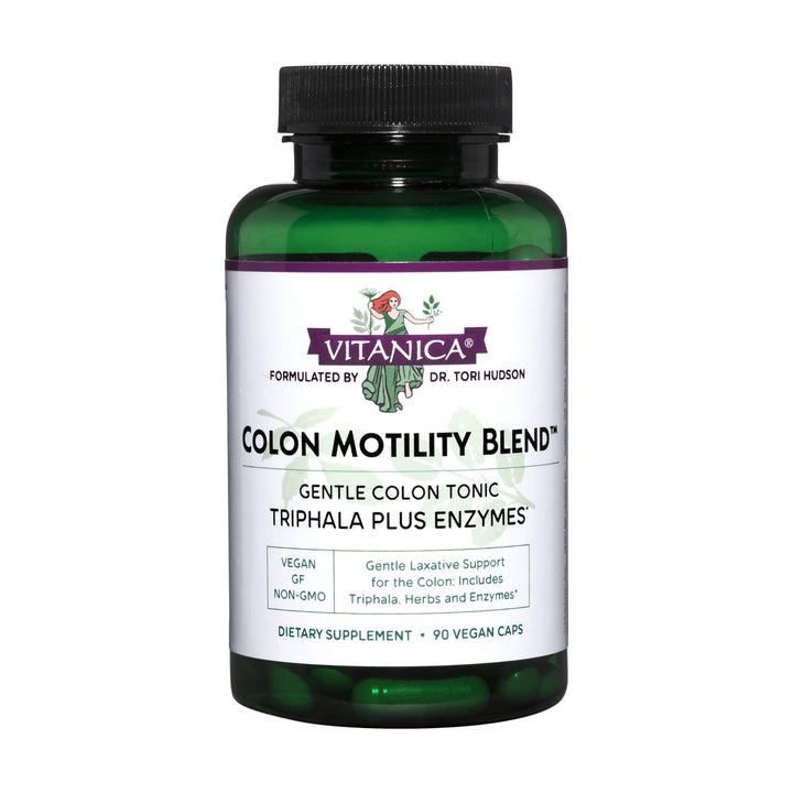 Vitanica Colon Motility Blend bottle shown for daily digestion support