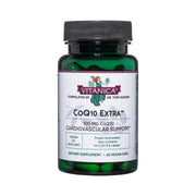 Vitanica CoQ10 Extra bottle on table signaling vegan, non-GMO daily wellness.