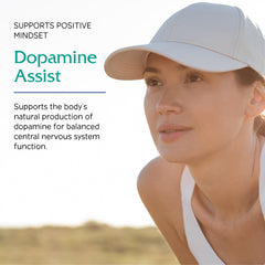 Vitanica Dopamine Assist capsules close-up highlighting vegan capsules.