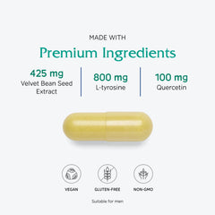 Vitanica Dopamine Assist ingredients panel featuring L-Tyrosine and Green Tea.