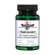 Vitanica FemEcology bottle cap emphasizes daily probiotic balance for vaginal and intestinal health.