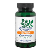 Vitanica Hepafem bottle front shows vegan liver support packaging for daily use.