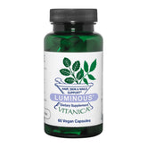 Vitanica Luminous bottle closeup for vegan hair and skin support.