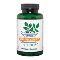 Vitanica NAC-PEA Extra bottle highlighting immune support and pelvic wellness
