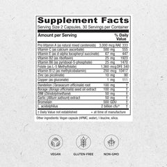 Vitanica OC Companion bottle back displays ingredients and usage-friendly details for vegan users.