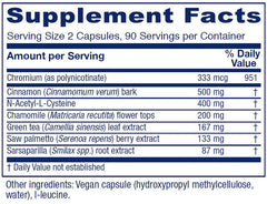 Vitanica OvaBlend etiqueta frontal muestra ingredientes clave para equilibrio hormonal.