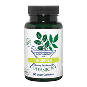 Vitanica Rhodiola Rosea bottle showing 200 mg extract for focused energy