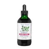 Vitanica Sleep Tonic bottle close-up showing calming herbal blend.
