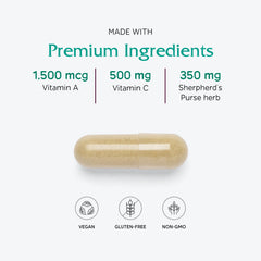 Vitanica Slow Flow packaging on shelf emphasizing vegan formula.