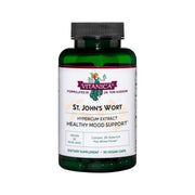 Vitanica St. John's Wort capsules bottle front showing vegan, non-GMO mood support.