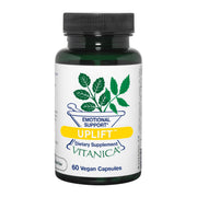 Vitanica Uplift bottle front showing clean branding and mood-supporting supplement.