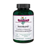 Vitanica VasoBlend bottle front showcasing heart health support in a vegan capsule format.