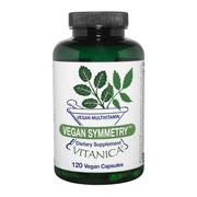 Vitanica Vegan Symmetry bottle showing a daily vegan multivitamin for immune and bone health.