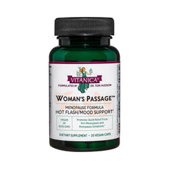 Vitanica Woman’s Passage bottle front highlighting menopause support for daily wellbeing
