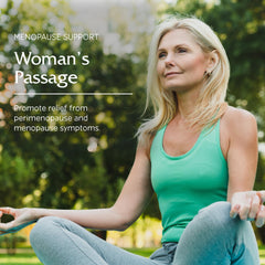 Product on shelf with simple branding emphasizing vegan, plant-based menopause support.