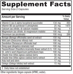 Vitanica Women's Phase I capsules close-up showcasing vegan premenstrual support.